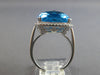 EXTRA LARGE 15.70CT DIAMOND & AAA BLUE TOPAZ 14K WHITE GOLD CUSHION & ROUND RING