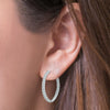 5.0CT DIAMOND 14KT WHITE GOLD 3D CLASSIC ROUND INSIDE OUT HOOP HANGING EARRINGS