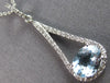 ESTATE LARGE 1.76CT DIAMOND & AAA AQUAMARINE 14K WHITE GOLD OVAL & ROUND PENDANT