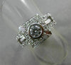ESTATE WIDE .66CT DIAMOND 14K WHITE GOLD BEZEL SQUARE HALO ENGAGEMENT RING 18671