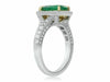 LARGE 4.14CT DIAMOND & AAA COLOMBIAN EMERALD 18KT TWO TONE GOLD ENGAGEMENT RING