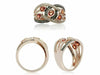 LARGE 5.11CT MULTI COLOR DIAMOND & AAA ORANGE SAPPHIRE 14KT ROSE GOLD WOVEN RING