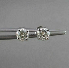 ESTATE .60CTW DIAMOND 5MM STUD 14KT WHITE GOLD PUSHBACK EARRINGS G/H VSSI #21024