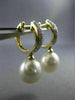 ESTATE .25CT DIAMOND 14KT GOLD AAA SOUTH SEA PEARL 3 ROW HUGGIE HANGING EARRINGS