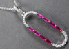 .74CT DIAMOND & AAA RUBY 14K WHITE GOLD 3D BAGUETTE & ROUND FUN FLOATING PENDANT