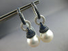 ESTATE LARGE 1.57CT DIAMOND & AAA SAPPHIRE & SOUTH SEA PEARL 18K WHITE GOLD 3D EARRINGS