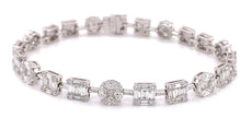 4.90CT DIAMOND 18KT WHITE GOLD MULTI SHAPE INVISIBLE BY THE YARD TENNIS BRACELET