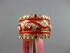 WIDE 1.6CT DIAMOND & AAA RUBY & RED ENAMEL 18KT ROSE GOLD FILIGREE ETERNITY RING