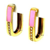 .10CT DIAMOND & PINK ENAMEL 18KT YELLOW GOLD 3D RECTANGULAR FUN HANGING EARRINGS