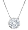 ESTATE .60CT DIAMOND 18KT WHITE GOLD 3D CLASSIC SOLITAIRE BEZEL LOVE NECKLACE