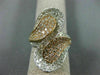 ESTATE WIDE 2.92CT DIAMOND 14K WHITE & ROSE GOLD MULTI ROW CRISS CROSS LEAF RING