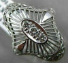 ANTIQUE LARGE OLD MINE DIAMOND 14KT WHITE GOLD FILIGREE NORTH SOUTH RING #19850