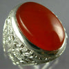 ESTATE EXTRA LARGE 925 STERLING SILVER AAA RED AGATE FILIGREE MENS RING #26550
