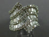 ESTATE LARGE 3.52CT ROUND & BAGUETTE DIAMOND 18KT WHITE GOLD 3D MULTI WAVE RING