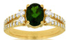 1.95CT DIAMOND & AAA GREEN GARNET 14KT YELLOW GOLD OVAL & ROUND ENGAGEMENT RING