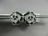 ESTATE WIDE 1CT WHITE & BLACK DIAMOND 14KT WHITE GOLD 3D FLOWER CLIP ON EARRINGS