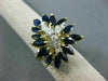 ESTATE LARGE 3.40CT DIAMOND & AAA SAPPHIRE 14K 2 TONE GOLD 3D FLOWER RING 20815