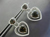 ESTATE .35CT DIAMOND & SMOKY TOPAZ 14KT WHITE GOLD MILGRAIN ROPE HEART EARRINGS