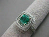 ESTATE WIDE 1.63CT DIAMOND & AAA EMERALD 14KT WHITE GOLD SQUARE HALO RING #20487