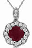 .93CT DIAMOND & AAA RUBY 14KT WHITE GOLD 3D ROUND FILIGREE FLOWER FUN PENDANT