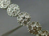 ESTATE .25CT DIAMOND 14K WHITE GOLD CLASSIC MULTI CLUSTER FLOWER BANGLE BRACELET