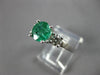 ESTATE 1.70CT DIAMOND & EMERALD 14K WHITE GOLD 3D 3 STONE ENGAGEMENT RING #27134