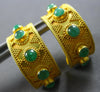 LARGE 2.21CT AAA EMERALD 18KT YELLOW GOLD 5 STONE FILIGREE GREECE EARRINGS 28195