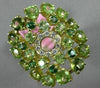 5.13CT DIAMOND & AAA PERIDOT & TSAVORITE 14K YELLOW GOLD 3D FILIGREE FLOWER RING