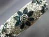 ANTIQUE 7.0CT DIAMOND & AAA SAPPHIRE 14K WHITE GOLD FLOWER BANGLE BRACELET 20984