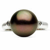 ESTATE .04CT DIAMOND & AAA TAHITIAN PEARL 14KT WHITE GOLD 3 STONE SOLITAIRE RING