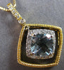 LARGE 1.65CT DIAMOND & AAA AQUAMARINE 14KT 2 TONE GOLD CUSHION & ROUND PENDANT