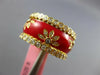 WIDE 1.46CT DIAMOND & RED ENAMEL 18KT YELLOW GOLD MULTI FLOWER ETERNITY FUN RING