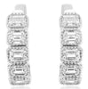 ESTATE 1.08CT DIAMOND 14KT WHITE GOLD EMERALD CUT 5 STONE HOOP HANGING EARRINGS