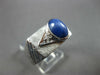 ESTATE WIDE 2.2CT DIAMOND & AAA STAR SAPPHIRE 14KT WHITE GOLD OVAL & ROUND RING