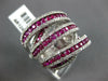 EXTRA LARGE 5.40CT DIAMOND & AAA RUBY 18KT WHITE GOLD 3D MULTI ROW COCKTAIL RING