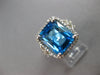 EXTRA LARGE 7.66CT DIAMOND & AAA BLUE TOPAZ 14KT WHITE GOLD CUSHION & ROUND RING