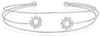 .58CT DIAMOND 18KT WHITE GOLD DOUBLE FLOWER 3 ROW FLEXIBLE CUFF BANGLE BRACELET