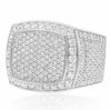 EXTRA LARGE 5.51CT DIAMOND 14KT WHITE GOLD SQUARE PAVE FILIGREE UNISEX FUN RING