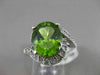 ESTATE WIDE 4.15CT DIAMOND & AAA PERIDOT 14KT WHITE GOLD OVAL INFINITY FUN RING