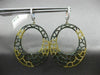 ESTATE EXTRA LARGE 3.68CT WHITE YELLOW & BLACK DIAMOND 18KT YELLOW GOLD EARRINGS