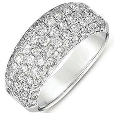 1.94CT DIAMOND 14KT WHITE GOLD 3D MULTI ROW PAVE SEMI ETERNITY ANNIVERSARY RING