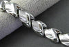 ESTATE WIDE 14KT WHITE GOLD CLASSIC MATTE & SHINY WAVE DESIGN BRACELET #23285