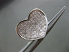 ESTATE LARGE 1.03CT DIAMOND 14KT WHITE GOLD 3D PAVE CURVED HEART LOVE EARRINGS