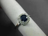ESTATE 1.10CT DIAMOND & AAA SAPPHIRE 14KT WHITE GOLD 3D FLOWER ENGAGEMENT RING
