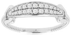 .25CT DIAMOND 14K WHITE GOLD CLASSIC 2 ROW GRADUATING LOVE KNOT ANNIVERSARY RING