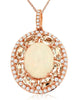 6.70CT DIAMOND & AAA OPAL & AAA MORGANITE 14KT ROSE GOLD 3D OVAL & ROUND PENDANT