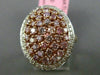 ESTATE LARGE 1.64CT PINK & WHITE DIAMOND 18KT 2 TONE GOLD 3D OVAL FILIGREE RING