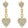 ESTATE .76CT DIAMOND 14KT YELLOW GOLD CLASSIC DOUBLE HEART PAVE HANGING EARRINGS