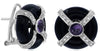 .95CT DIAMOND & AAA AMETHYST 14K WHITE GOLD 3D CIRCULAR CRISS CROSS FUN EARRINGS