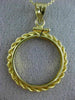 ESTATE 14KT YELLOW GOLD 3D CLASSIC ROPE ROUND COIN FRAME PENDANT #MILANO027